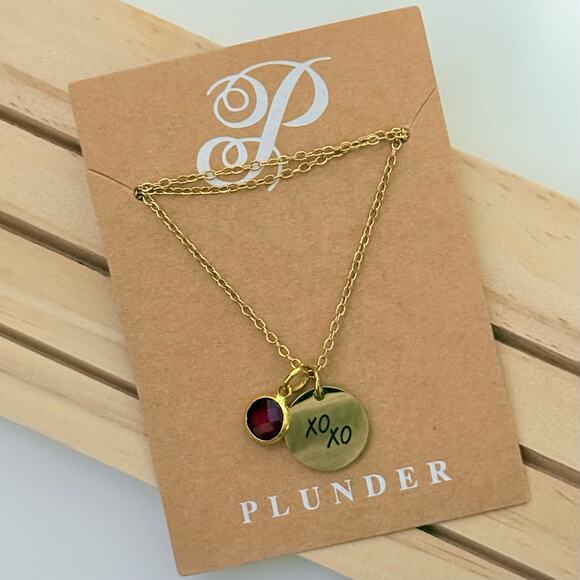 New Plunder "XOXO" 18K Gold Engraved Necklace (18"-20.5") (24/7 Wearability) - Picture 1 of 6